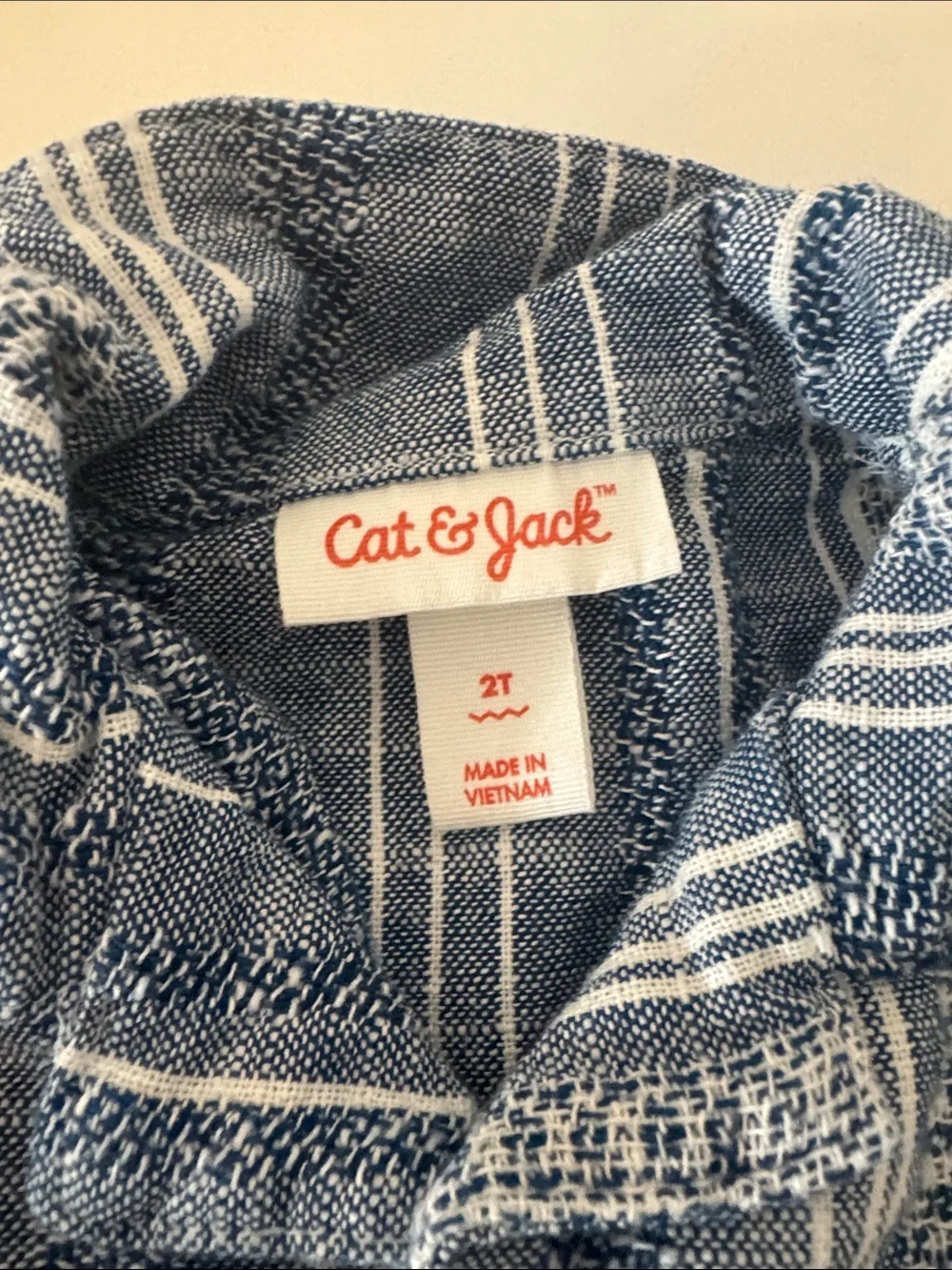 Cat & Jack Striped Chambray Button Down & Short 2 Piece Outfit - 2T